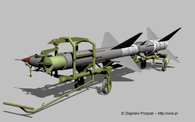 TST-115Je - wózek montażowy z rakietą W-755 w fazie zbrojenia ładunkiem bojowym.