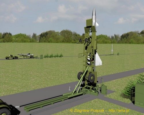 Załadunek rakiety W-300 PZR S-25 na stół startowy (etap III)