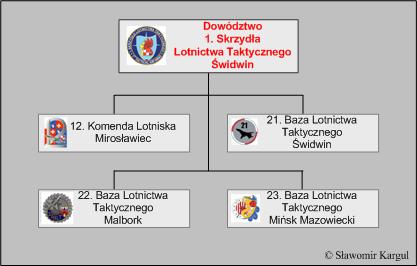 Struktura organizacyjna 1. Skrzyda Lotnictwa Taktycznego  od 2010 roku.